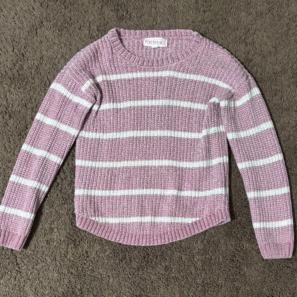 Pink Republic Girl’s Pink and White Striped Sweater